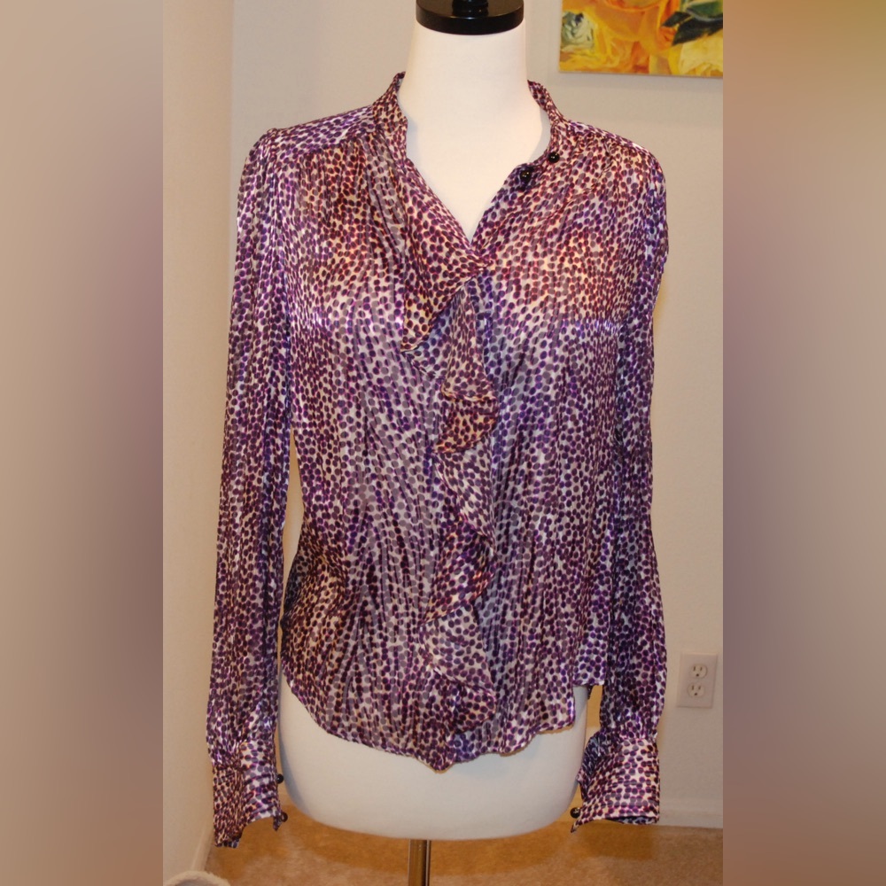 Australia Arthur Mendonca purple ruffle blouse